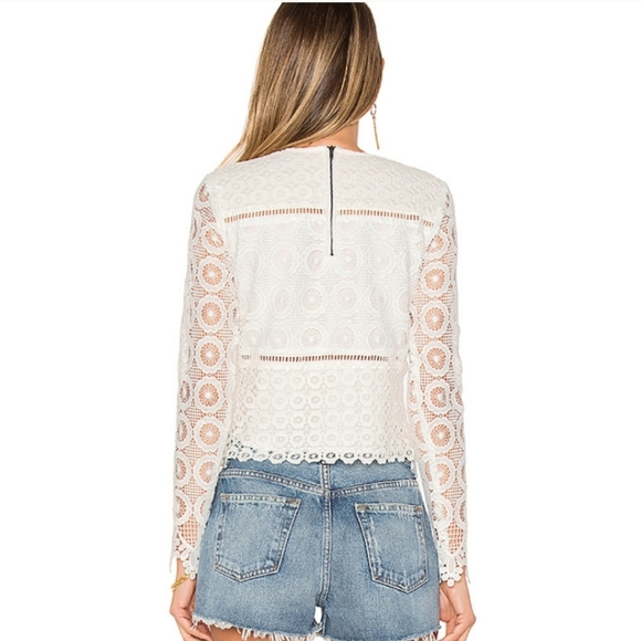 Lovers + Friends ~ Lace Crochet Sheer Long Sleeve Top – White, Size S - Picture 3 of 13